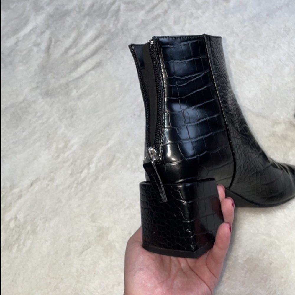 Faux Leather Croc Ankle Boots - Picture 6 of 12